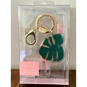 Ban.do - Retractable Charging Cord Keychain - Palm Leaf Design - Brand New
